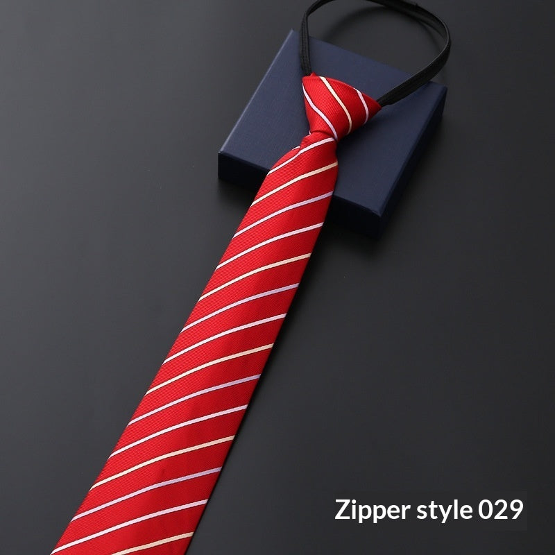 Mens Formal Zipper Tie with Blue Stripes for Business Attire - Neon North Clothing