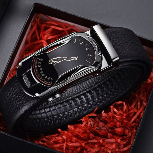 Mens Wide Leather Belt with Automatic Buckle - Trendy and Stylish Design - Neon North Clothing