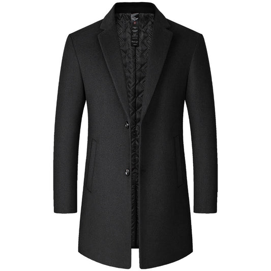 Mens Wool Coat - Mid-Length Casual Coat