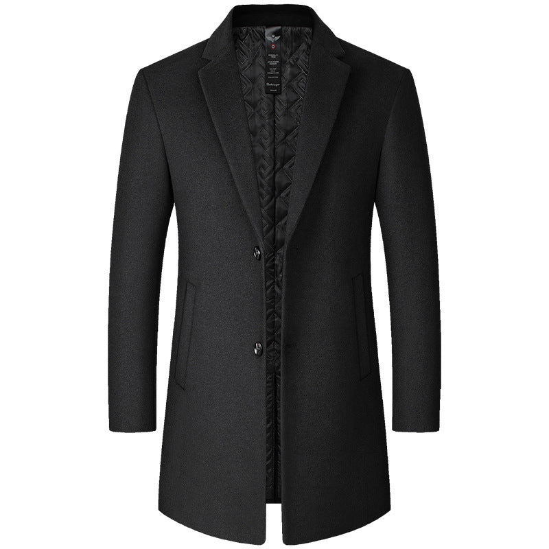 Mens Wool Coat - Mid-Length Casual Coat