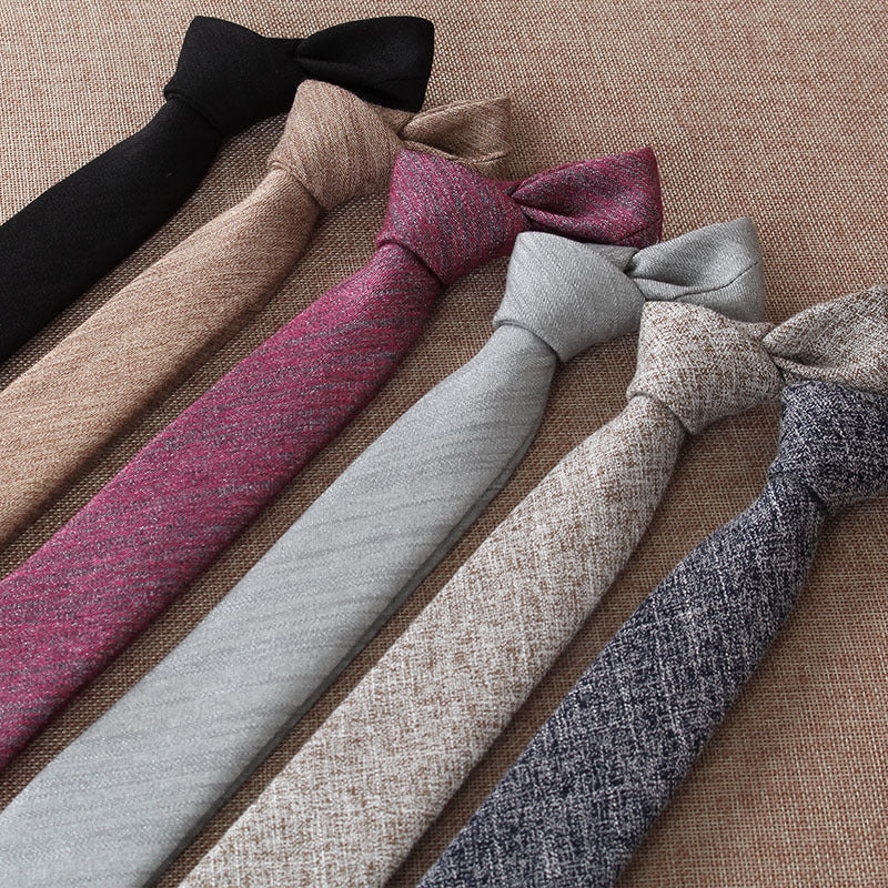 Solid Color Monochrome Narrow Cotton Tie Only - Neon North Clothing