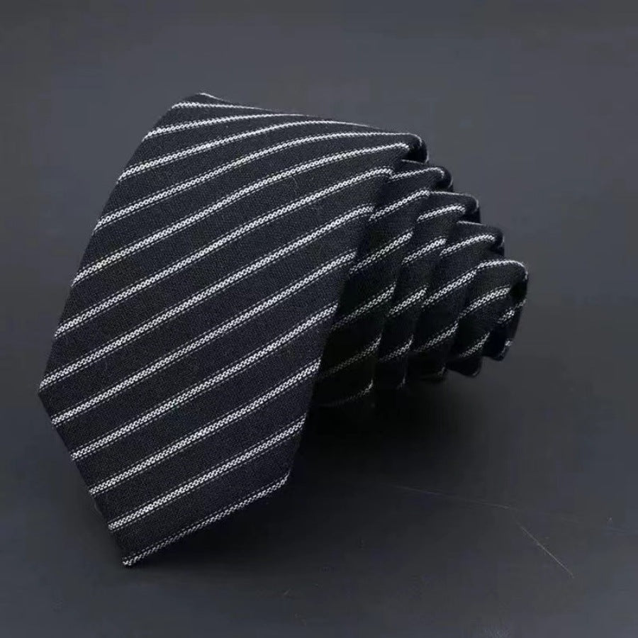Thickened Sanded Fabric Men's Striped Cotton Tie - Solid Color Business Accessory - Neon North Clothing