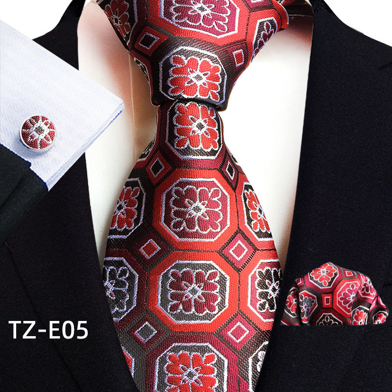 Paisley Tie Set with Square Scarf and Cufflinks - Three-Piece Accessory Set - Neon North Clothing