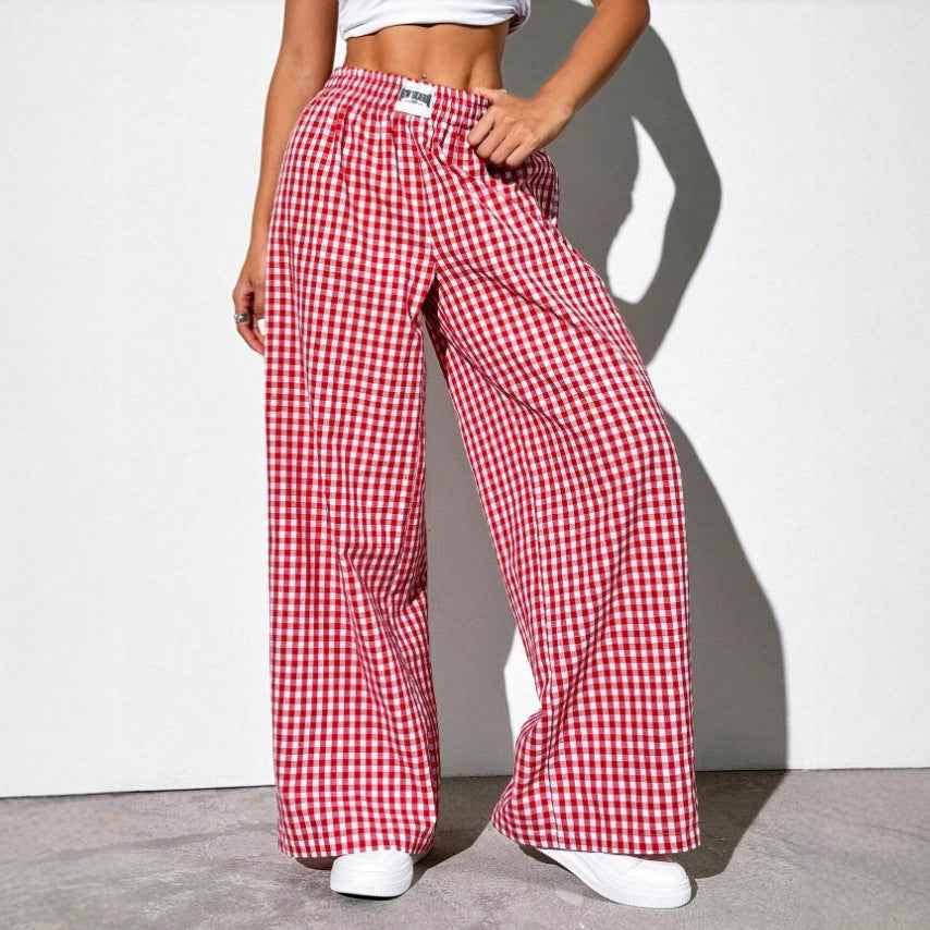 New Style Plaid Casual Pants with Pockets - Loose and Comfortable Cotton Design