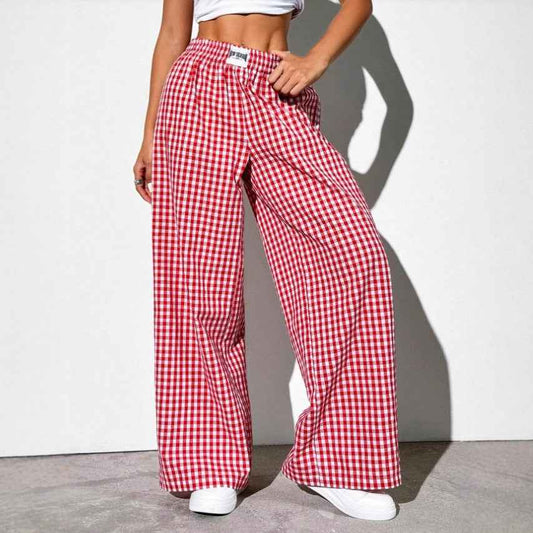 New Style Plaid Casual Pants with Pockets - Loose and Comfortable Cotton Design