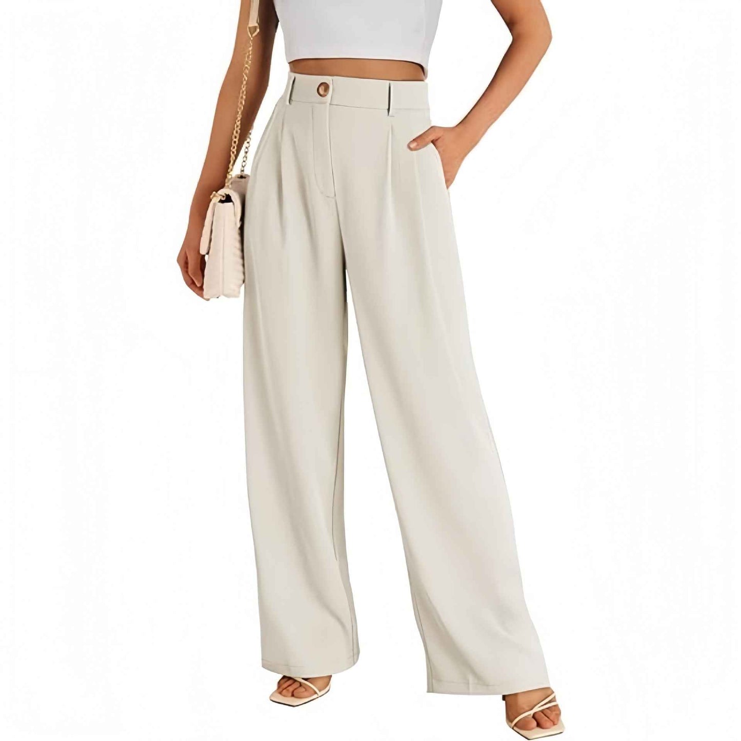 New European American Pocket Dress Pants Wide-leg Formal Trousers