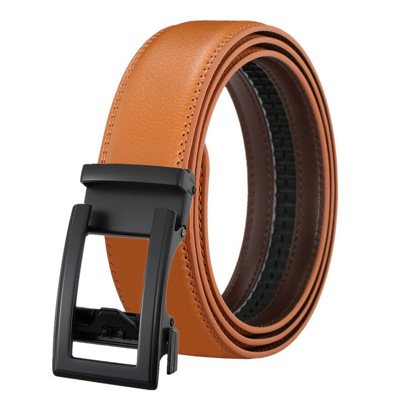 Men's Leather Automatic Belt with Hollow Multi-Color Two-Layer Cowhide Buckle - Neon North Clothing