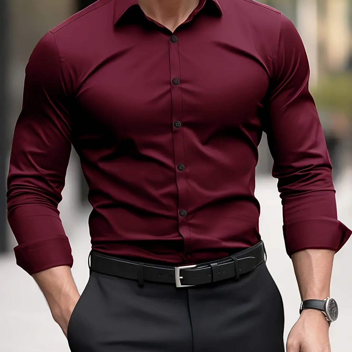 Linen Semi-Sheer Dress Shirt