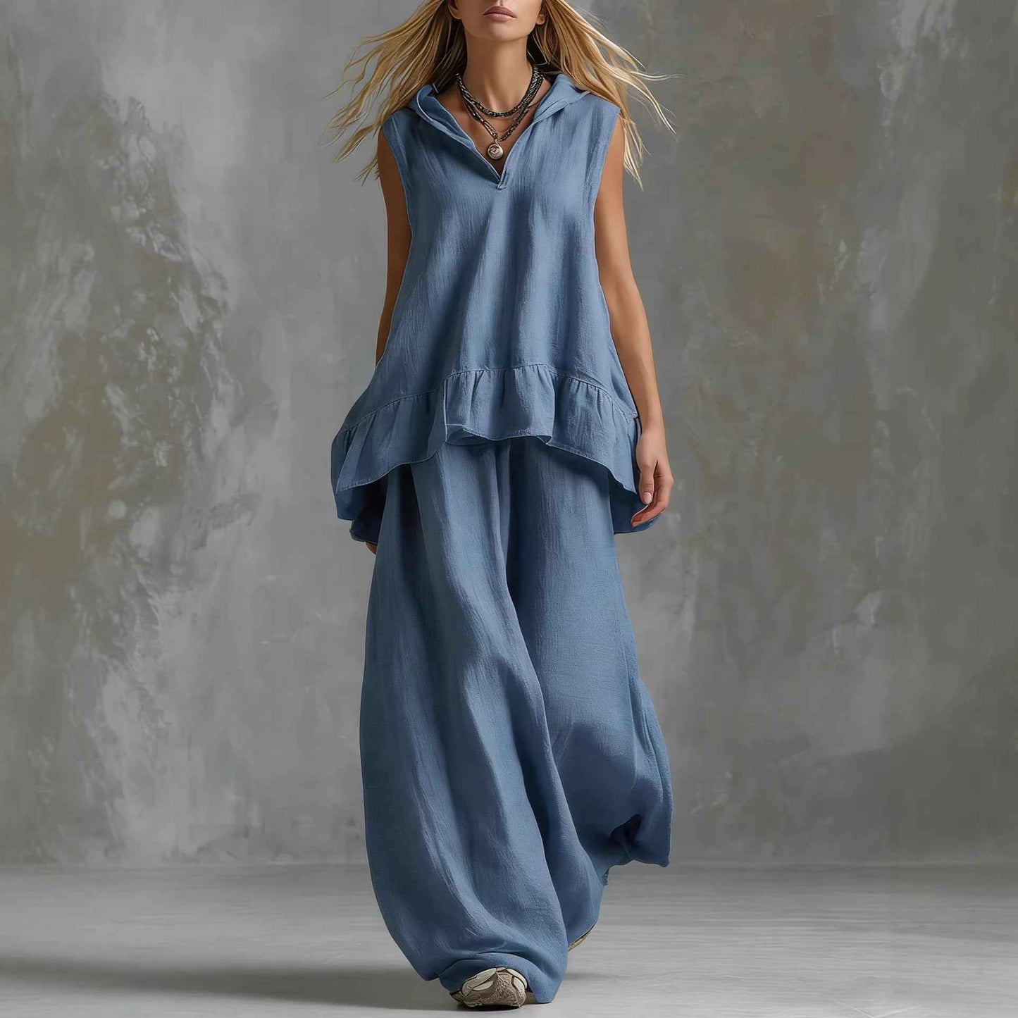 Casual Top and Wide-Leg Pants Set for Effortless Style and Comfort
