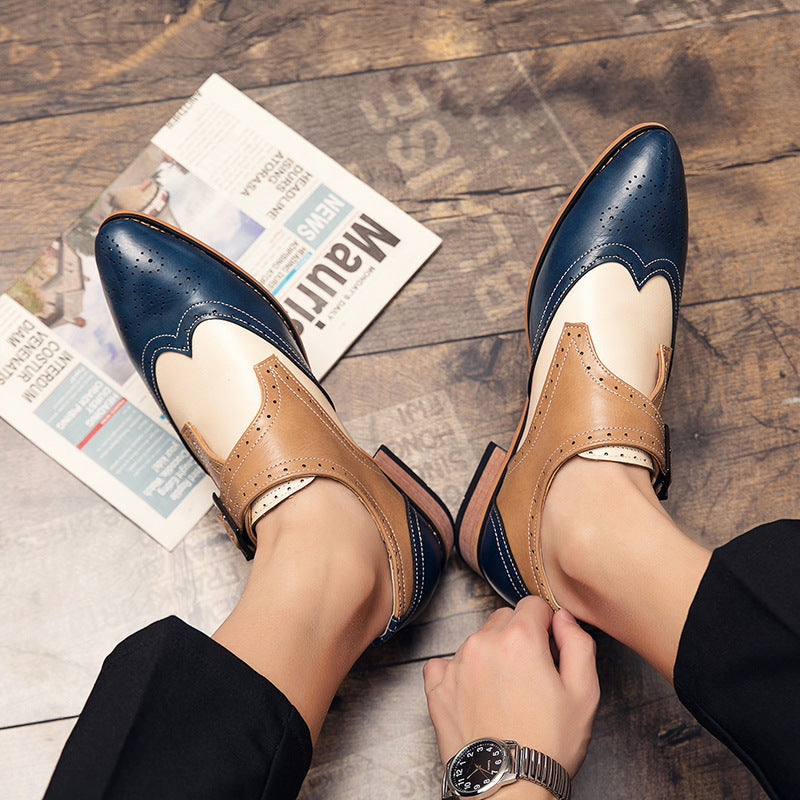 Men's Leather Color-Blocking Shoes for Stylish Comfort
