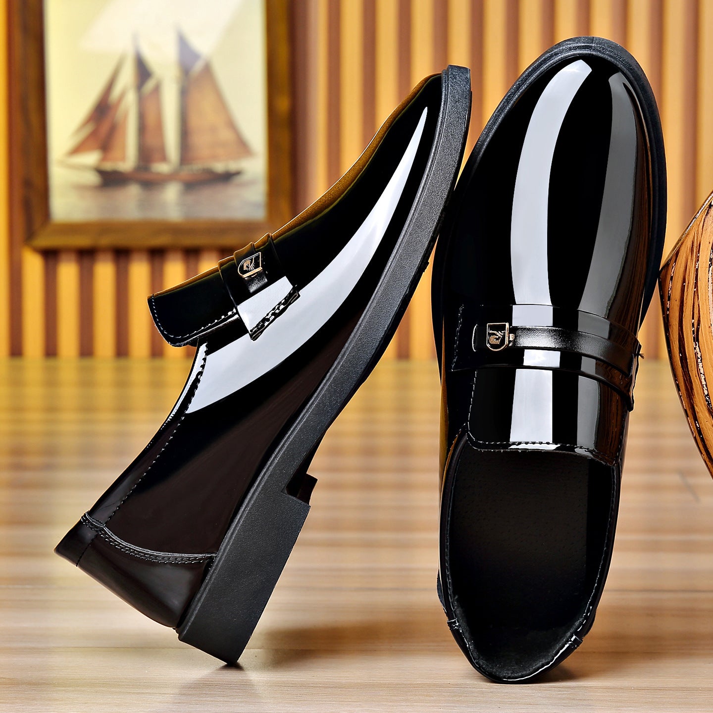 Dress Leather Shoes with Mirror-Like Slip-On Design for Effortless Elegance in Premium Quality