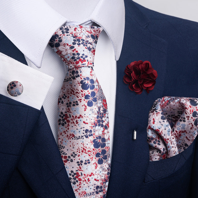 Men's Tie and Pocket Square Set with Pin - 2 Piece Suit Combo - Neon North Clothing