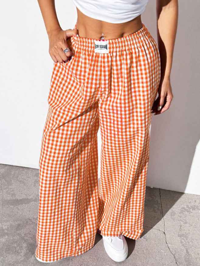 New Style Plaid Casual Pants with Pockets - Loose and Comfortable Cotton Design