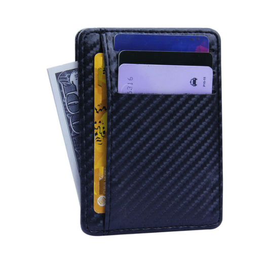 RFID Anti-theft Leather Wallet - Carbon Fiber Purse for Ultimate Protection