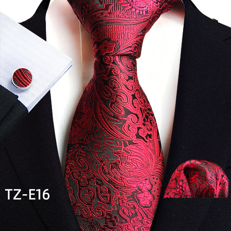 Paisley Tie Set with Square Scarf and Cufflinks - Three-Piece Accessory Set - Neon North Clothing
