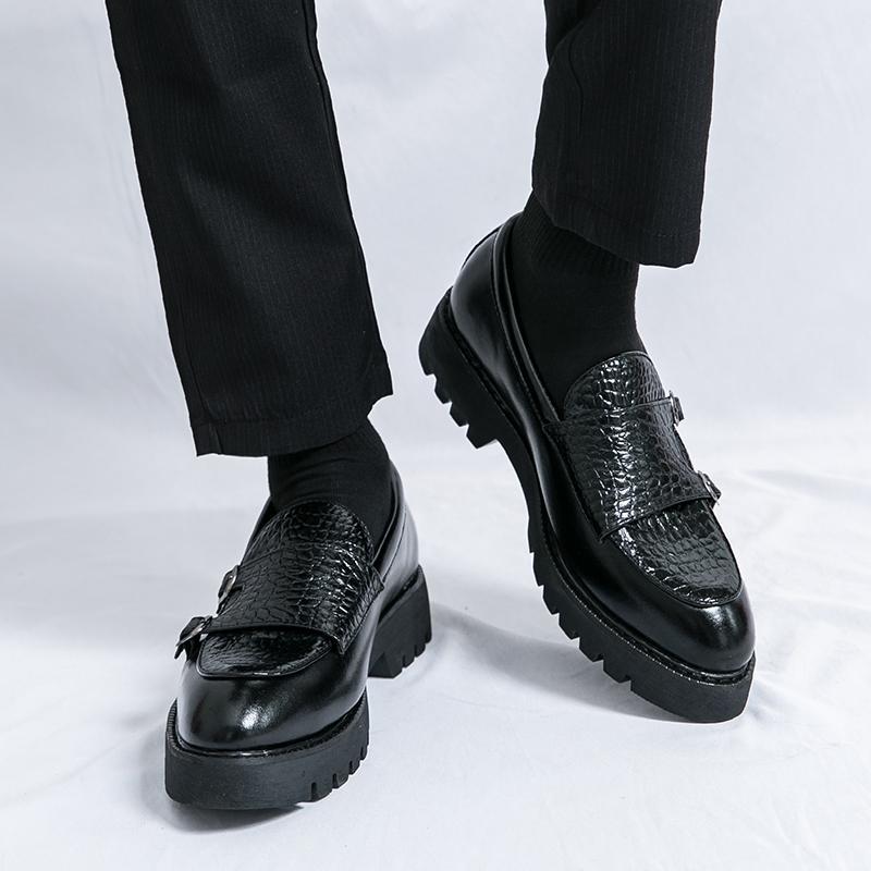 Slip-on Men's Leather Loafers with Platform Height