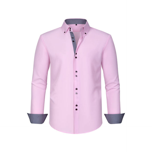 Mens Colorblock Polka Dot Shirt with Four-Way Stretch for Ultimate Comfort