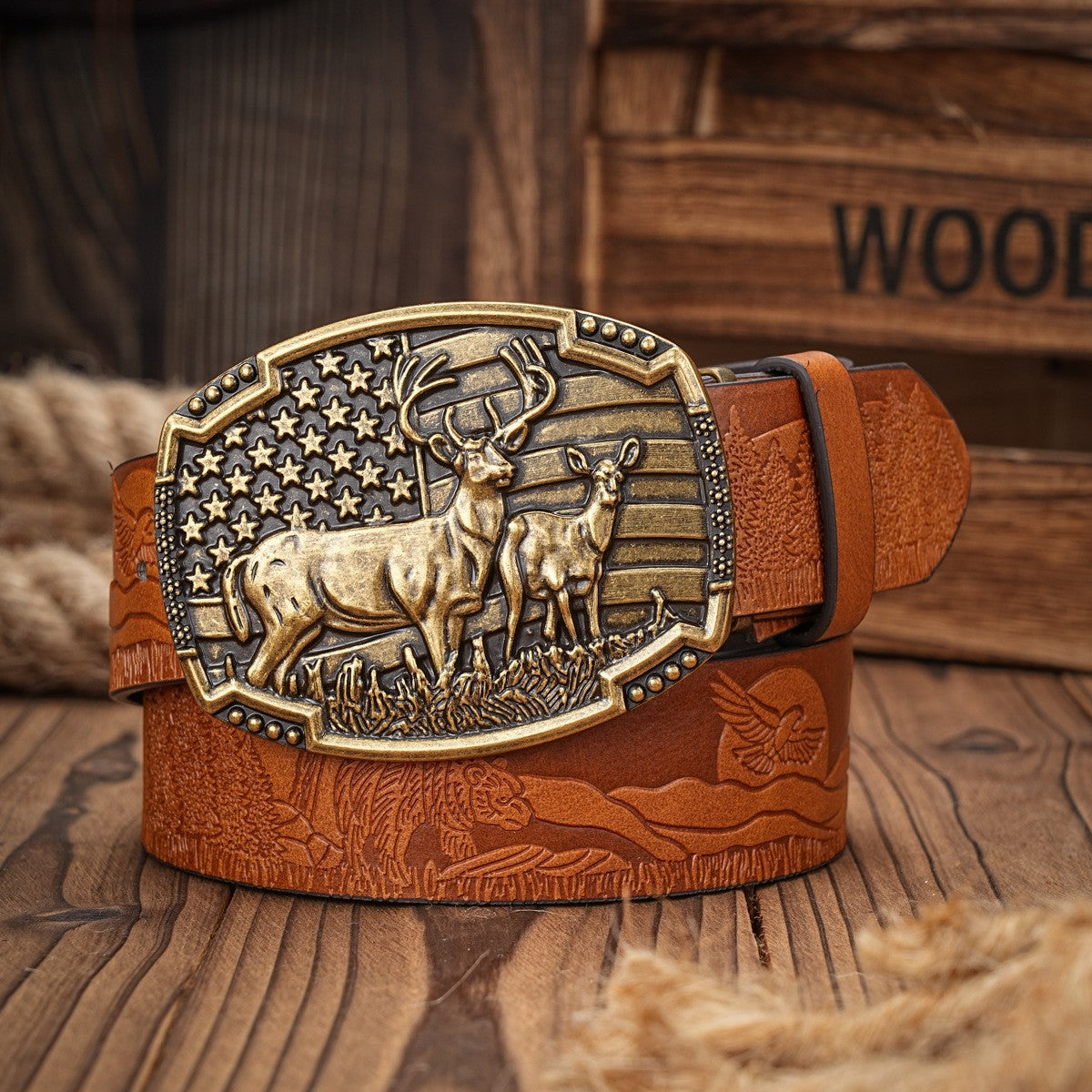 Punk Leather Denim Belt with Unique Wildlife Style Buckle - Neon North Clothing