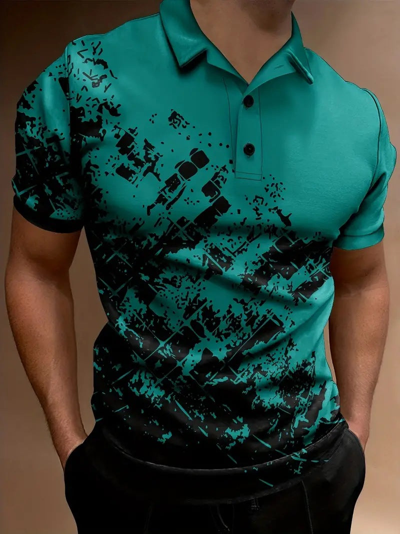 Men's Breathable Polo Shirt - Graphic 3 Quarter Zip Style - Neon North Clothing