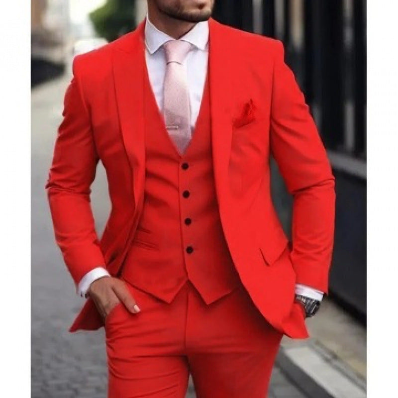 Mens Stylish Three-Piece Suit in Solid Colors for a Sophisticated Vibe