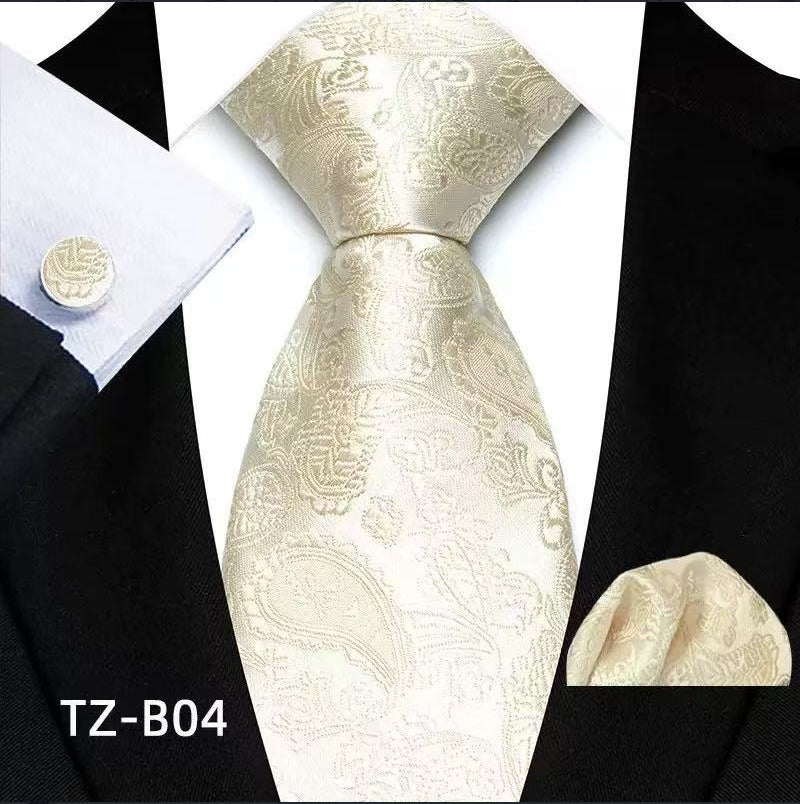 Paisley Tie Set with Square Scarf and Cufflinks - Three-Piece Accessory Set - Neon North Clothing