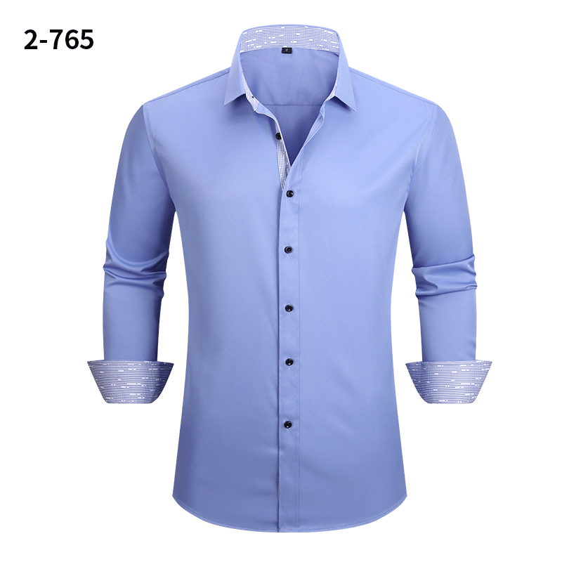 Men's Stretch Business Casual Shirt - Long-sleeved Slim Fit with Four-way Stretch