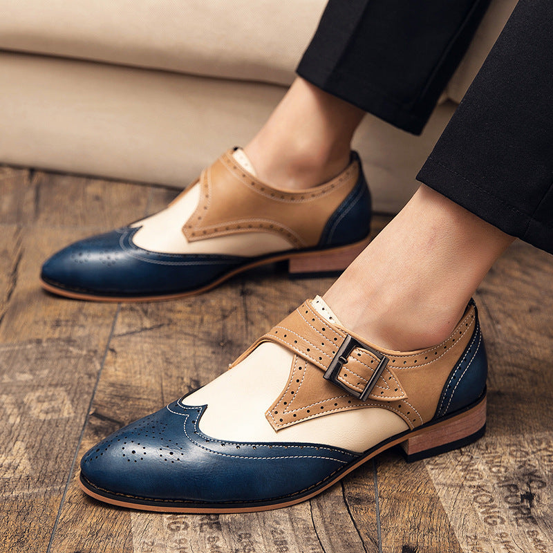 Men's Leather Color-Blocking Shoes for Stylish Comfort