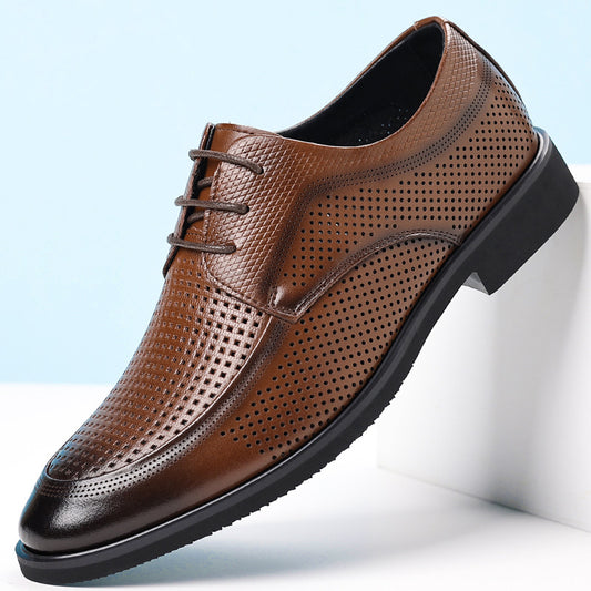 Leather Dress Shoes for Commuting – Non-slip Round Toe Design