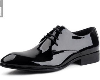 Leather Wedding Shoes - Glossy Lace-up Pointed-toe Design
