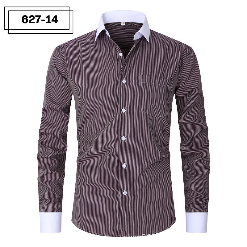 Mens Striped Iron Free Shirt - Plus Size Slim Fit Option