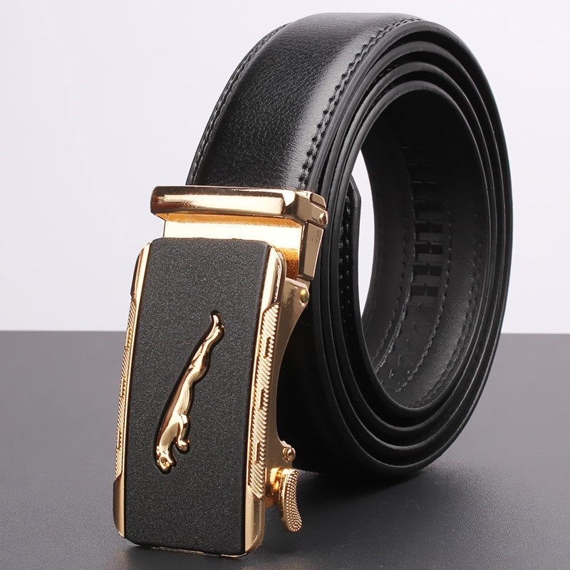 Mens Leather Belt Automatic Buckle - Genuine Leather for Comfort and Style - Neon North Clothing