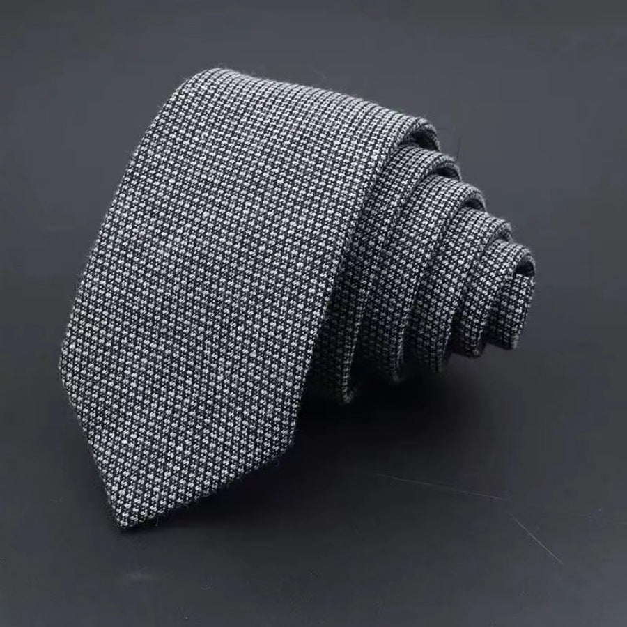 Thickened Sanded Fabric Men's Striped Cotton Tie - Solid Color Business Accessory - Neon North Clothing