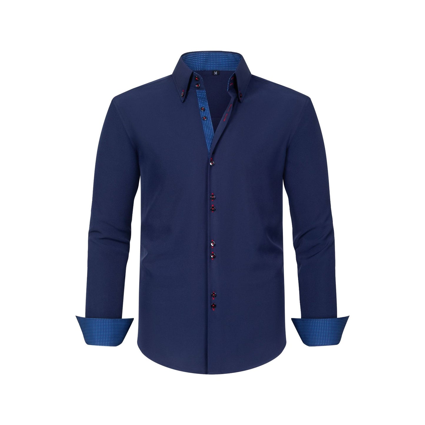 Mens Colorblock Polka Dot Shirt with Four-Way Stretch for Ultimate Comfort