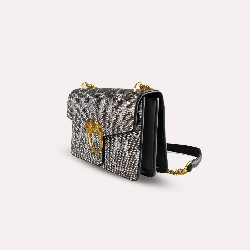 Chrisbella Rhinestone Crossbody Bag with Chain Strap