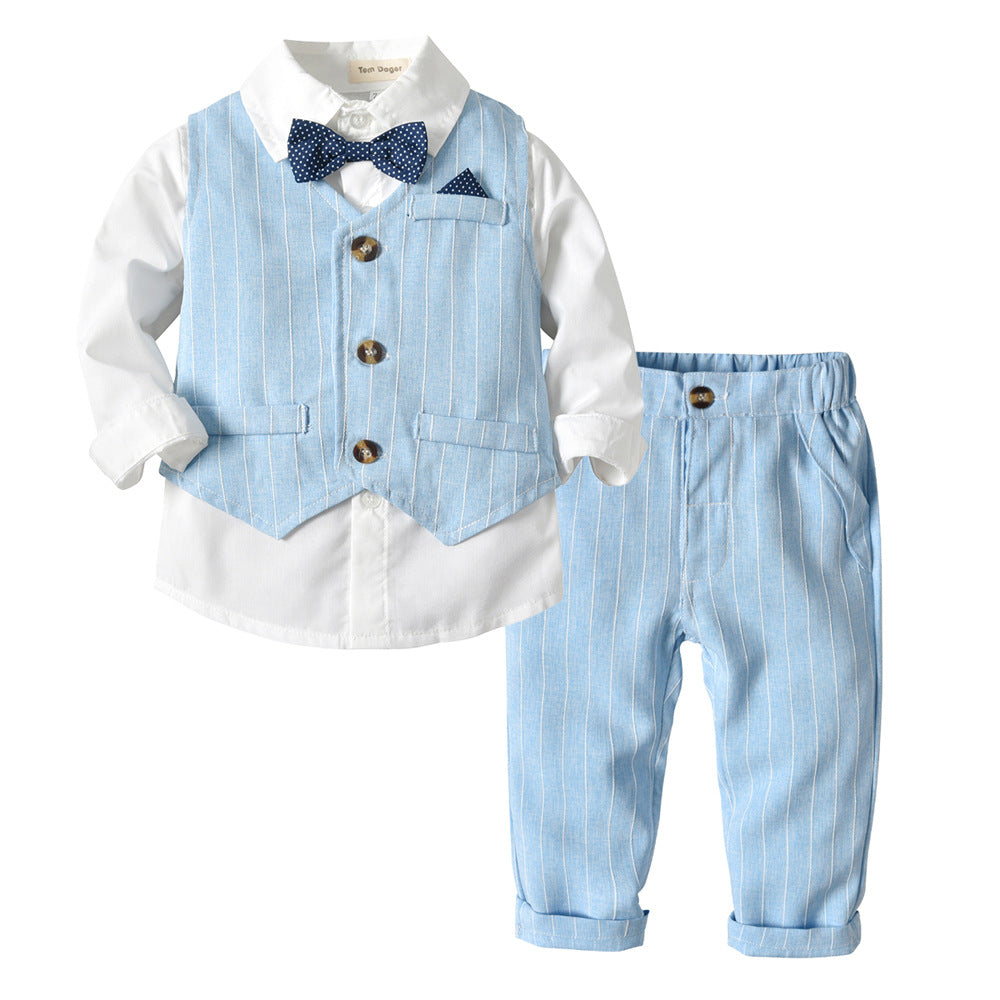 Boys Autumn Clothing Set - Three-Piece Cotton Suit for Children