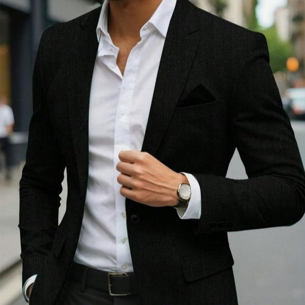 Men's Blazer Business Formal Solid Color Single Button