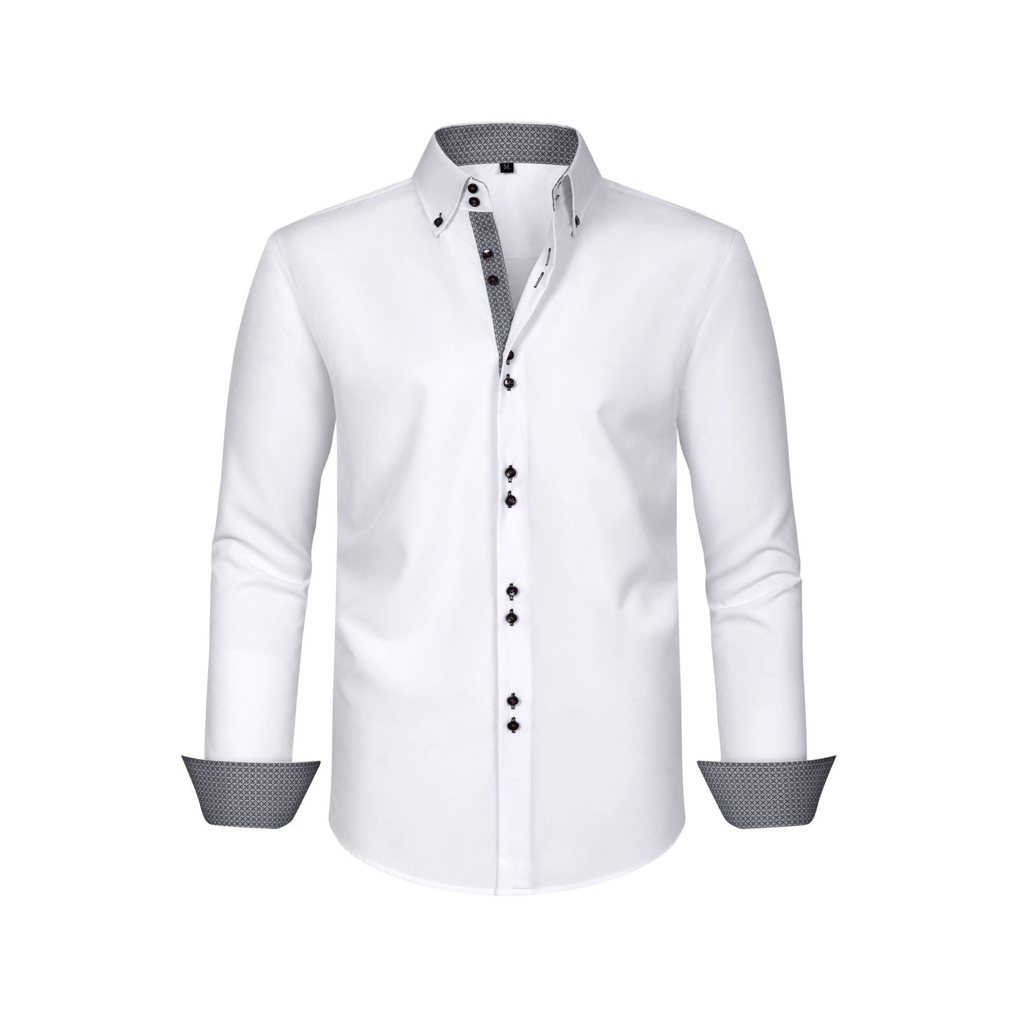 Mens Colorblock Polka Dot Shirt with Four-Way Stretch for Ultimate Comfort