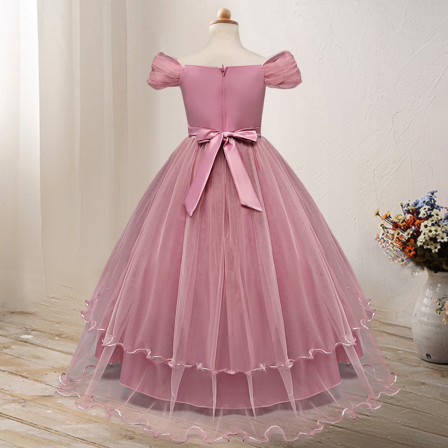 One-shoulder Flower Dress for Princesses