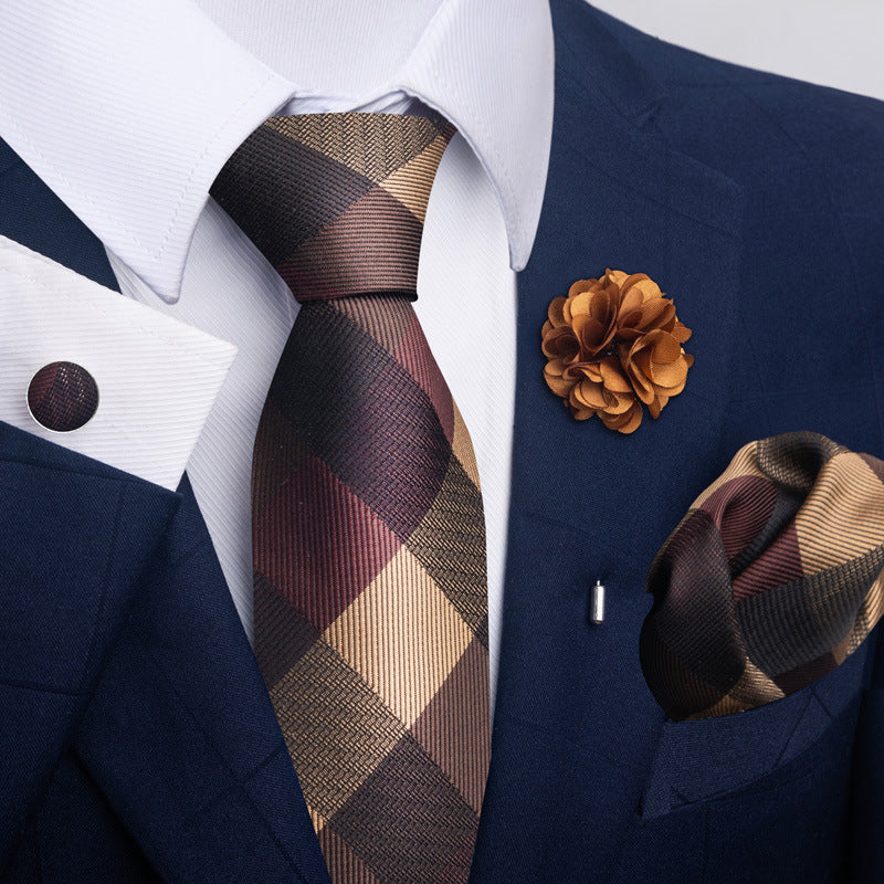 Men's Tie and Pocket Square Set with Pin - 2 Piece Suit Combo - Neon North Clothing