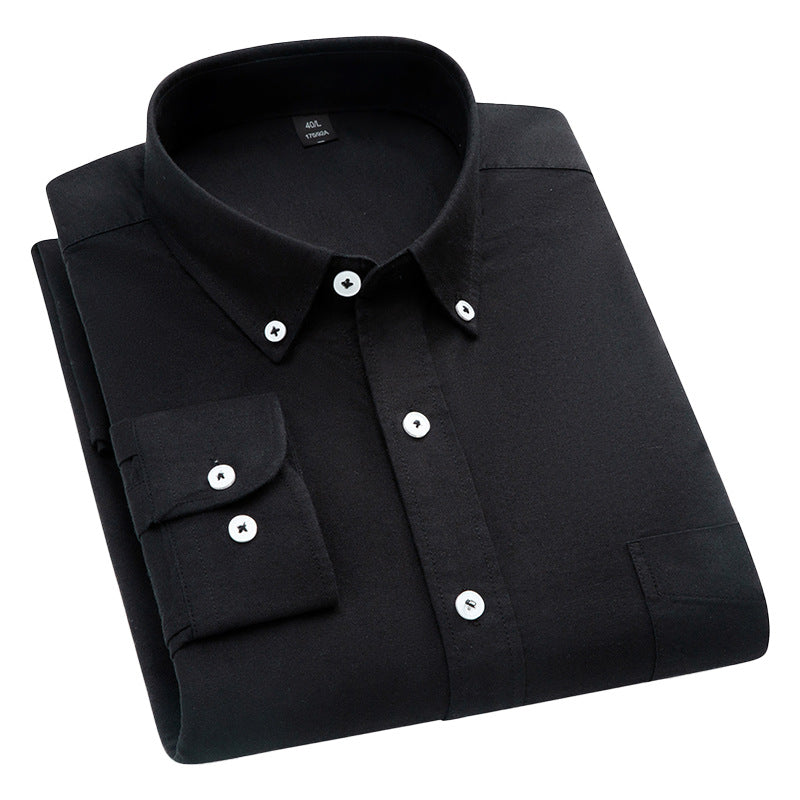Mens Breathable Oxford Shirt - Pure Cotton Solid-Color Slim Fit