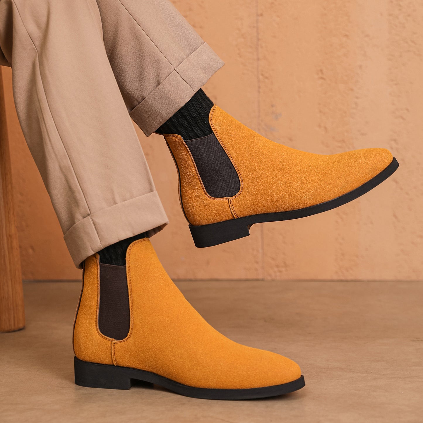 British Casual Men's Suede Shoes - Stretch Lace-up Design for Comfort