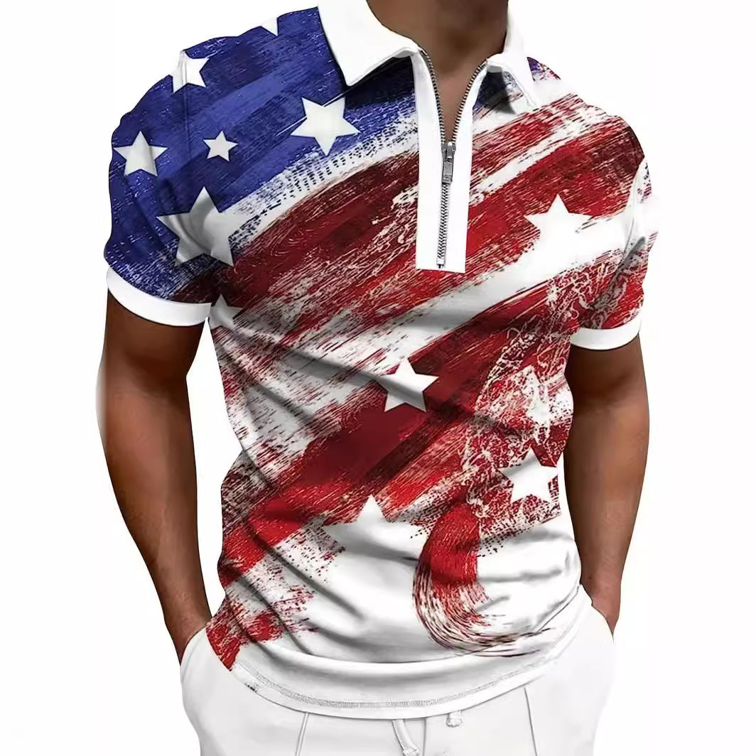 Men's Breathable Polo Shirt - Graphic 3 Quarter Zip Style - Neon North Clothing