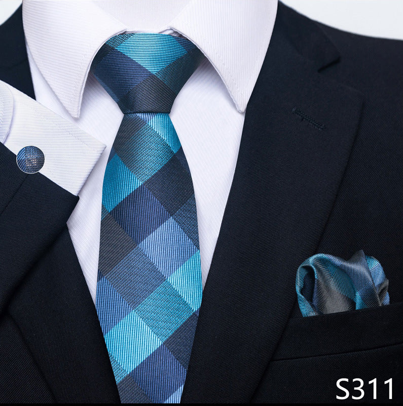 Men's Formal Wear Tie Set with Creative All-Match Scarf and Cuff Buckle - Neon North Clothing