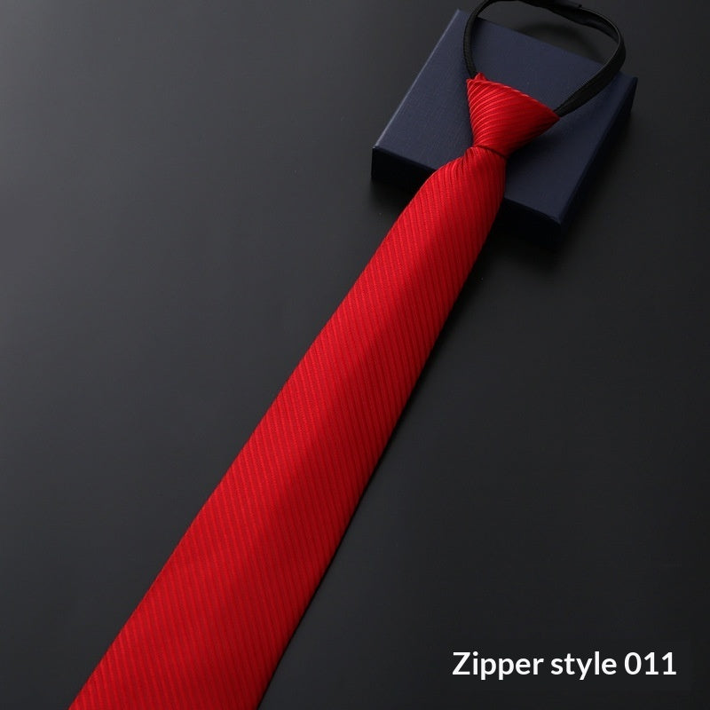 Mens Formal Zipper Tie with Blue Stripes for Business Attire - Neon North Clothing