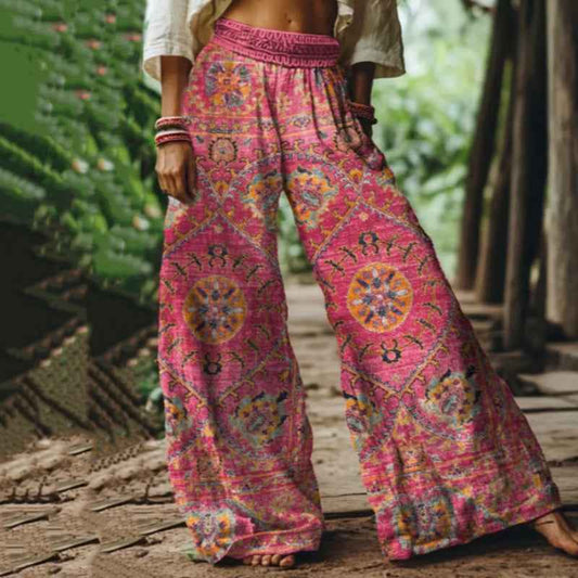 Holiday Vintage Floral Linen Blend Pants for Effortless Style