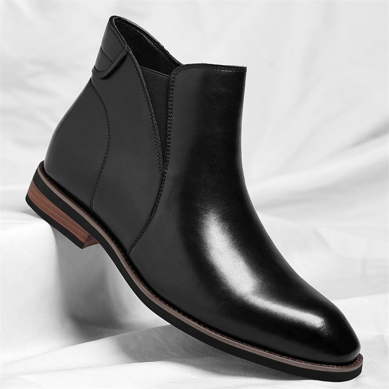 Mens Retro High-Top Leather Boots for Formal Style