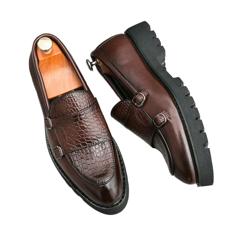 Slip-on Men's Leather Loafers with Platform Height