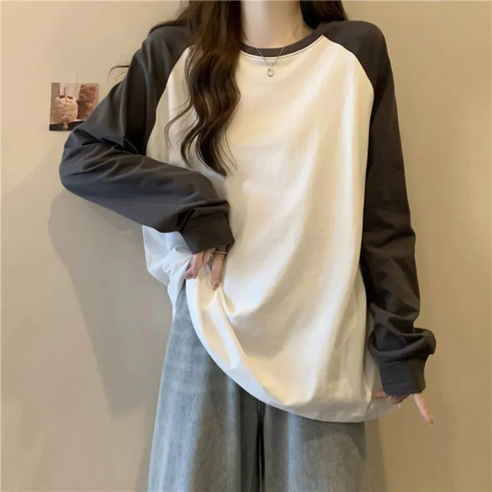 Women Patchwork Loose Fit Spliced T Shirt - Neon North Clothing