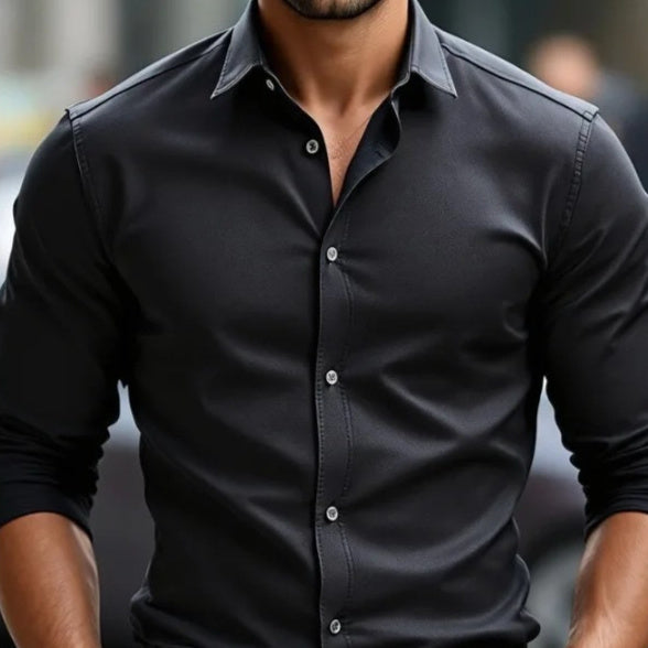 Artificial Silk Men's Casual Shirt - Solid Color Regular Fit Smart Casual Wear