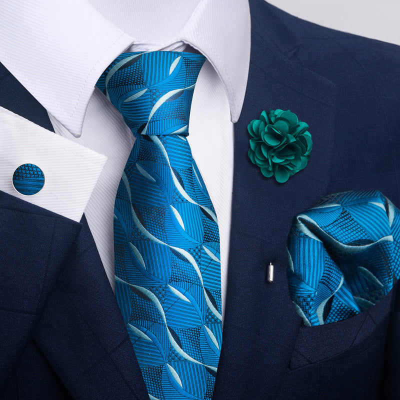 Men's Tie and Pocket Square Set with Pin - 2 Piece Suit Combo - Neon North Clothing